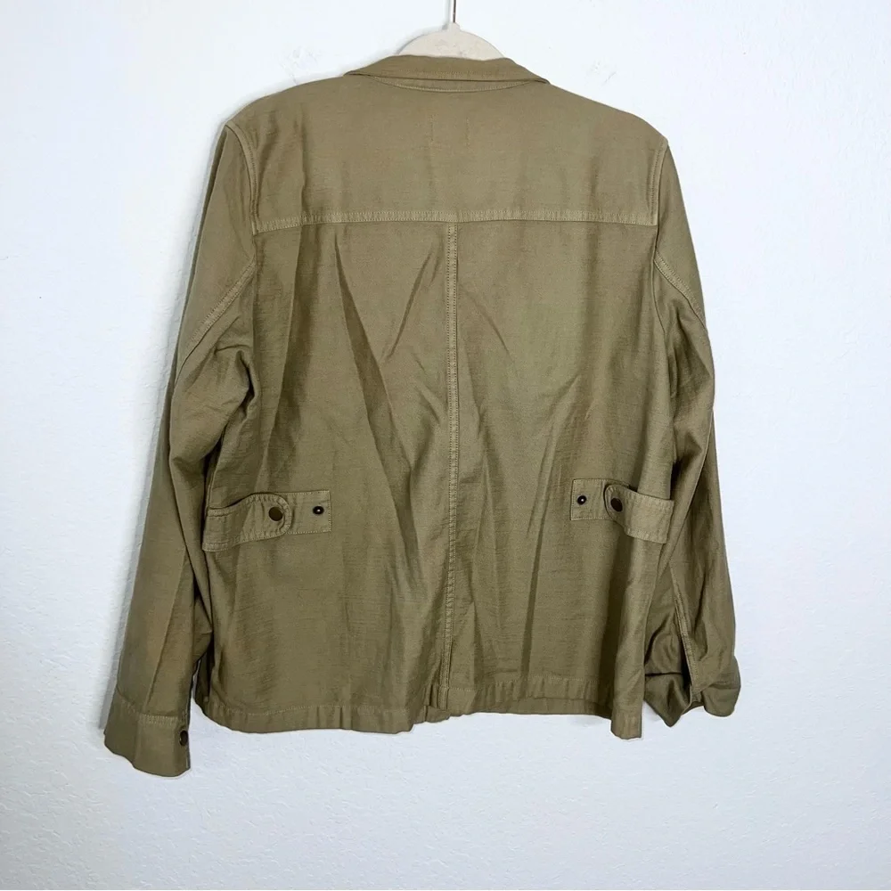 J. Crew Military Jacket Women’s Large Green Garment Dyed Zip Up C4